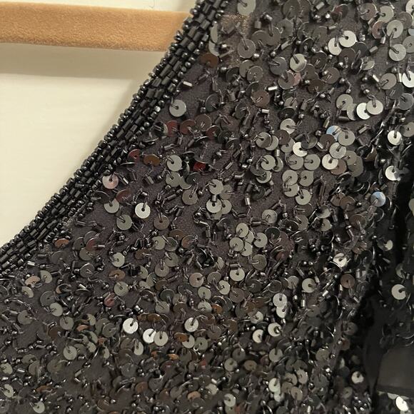 Vintage Adrianna Papell Sequin Top Black Size L - Picture 8 of 15